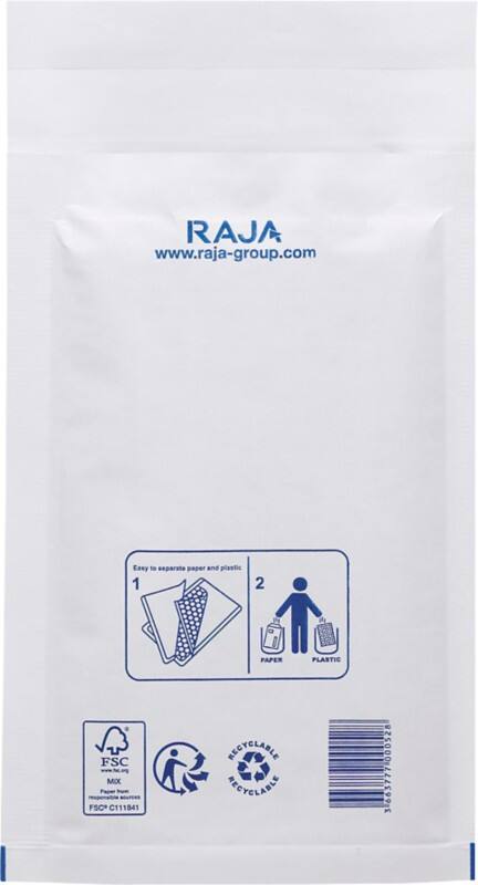 RAJA Padded Envelopes White Plain 120 (W) x 210 (H) mm Peel and Seal 75 gsm Recycled 50% Pack of 200