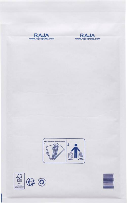 RAJA Padded Envelopes White Plain 220 (W) x 330 (H) mm Peel and Seal 75 gsm Recycled 50% Pack of 100