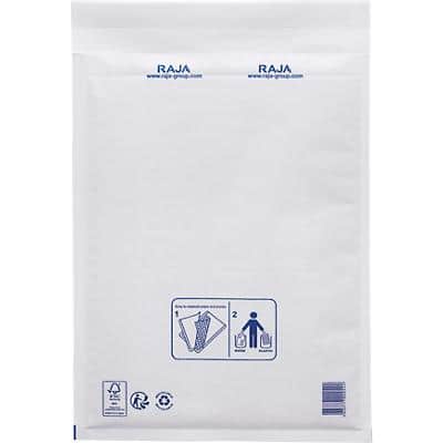 RAJA Padded Envelopes White Plain 240 (W) x 330 (H) mm Peel and Seal 75 gsm Recycled 50% Pack of 100