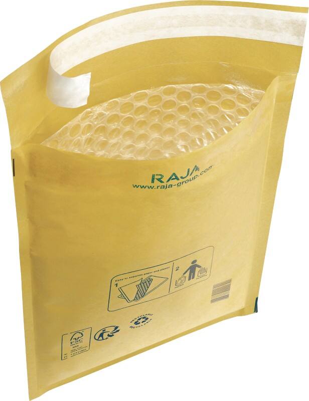 RAJA Padded Envelopes Gold Plain Kraft Paper, PE (Polyethylene) 360 (W) x 270 (H) mm Peel and Seal 75 gsm Recycled 50% Pack of 100