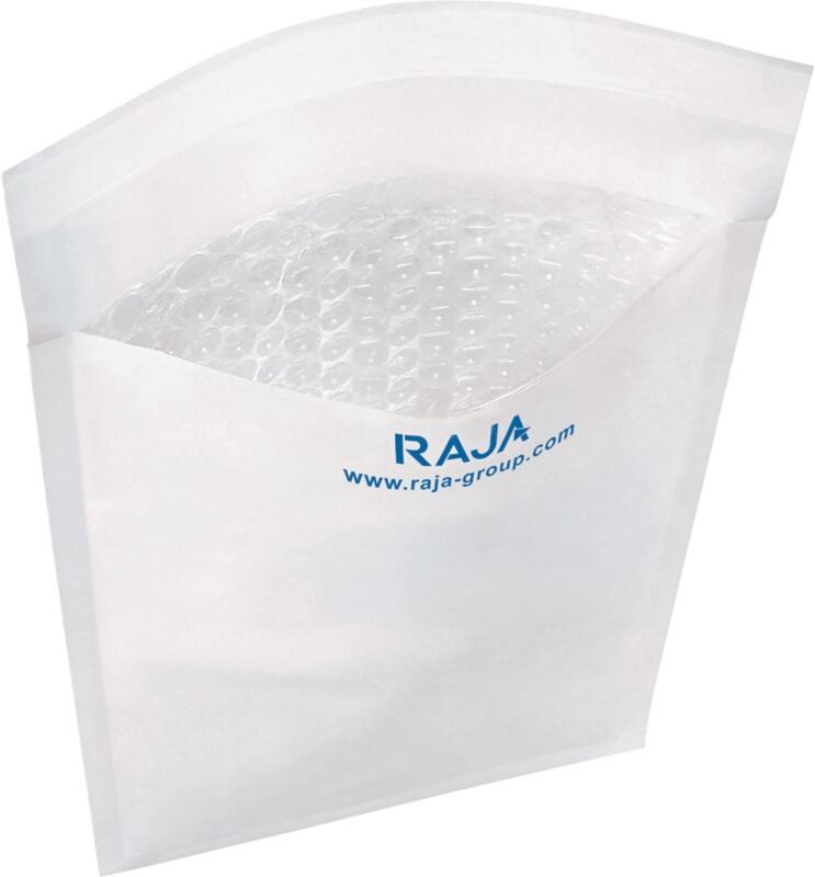 RAJA Padded Envelopes White Plain Kraft Paper, PE (Polyethylene) 440 (W) x 300 (H) mm Peel and Seal 75 gsm Recycled 50% Pack of 50