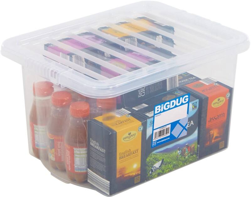 BiGDUG Plastic Storage Box Transparent 235 (H) x 250 (W) x 335 (D) mm Pack of 10