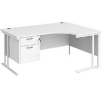 Dams International Right Hand Ergonomic Desk MC16ERP2WHWH 1,600 x 1,200 x 725 x 800 - 990 mm