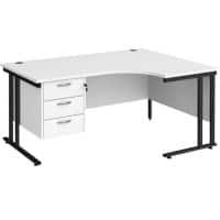 Dams International Right Hand Ergonomic Desk MC16ERP3KWH 1,600 x 1,200 x 725 x 800 - 990 mm