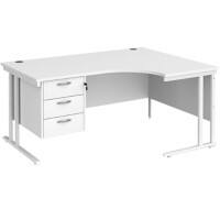 Dams International Right Hand Ergonomic Desk MC16ERP3WHWH 1,600 x 1,200 x 725 x 800 - 990 mm