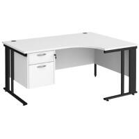 Dams International Right Hand Ergonomic Desk MCM16ERP2KWH 1,600 x 1,200 x 725 mm