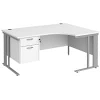 Dams International Right Hand Ergonomic Desk MCM16ERP2SWH 1,600 x 1,200 x 725 mm