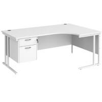 Dams International Right Hand Ergonomic Desk MC18ERP2WHWH 1,800 x 1,200 x 725 x 800 - 990 mm