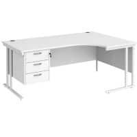 Dams International Right Hand Ergonomic Desk MC18ERP3WHWH 1,800 x 1,200 x 725 x 800 - 990 mm