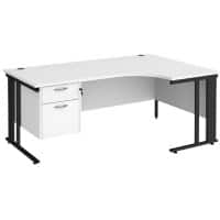 Dams International Right Hand Ergonomic Desk MCM18ERP2KWH 1,800 x 1,200 x 725 mm