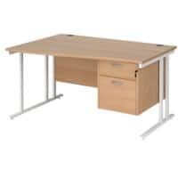 Dams International Wave Desk MC14WLP2WHB 1,400 x 725 x 800 - 990 mm