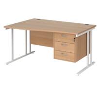 Dams International Wave Desk MC14WLP3WHB 1,400 x 725 x 800 - 990 mm