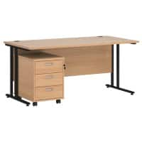 Dams International Straight Desk with 3 Drawer Pedestal SBK316B 1,600 x 800 x 725 mm