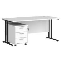 Dams International Straight Desk with 3 Drawer Pedestal SBK316WH 1,600 x 800 x 725 mm