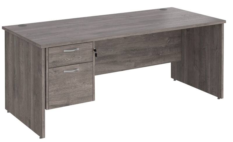 Dams International Maestro 25 Desk Oak Wood Grey 2 Drawers 1,800 x 800 x 725 mm