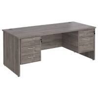 Dams International Maestro 25 Desk Oak Wood Grey 6 Drawers 1,800 x 800 x 725 mm