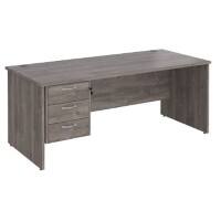 Dams International Maestro 25 Desk Oak Wood Grey 3 Drawers 1,800 x 800 x 725 mm