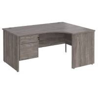 Dams International Maestro 25 Right Hand Ergonomic Desk Oak Wood Grey Oak 2 Drawers 1,600 x 1,200 x 725 mm