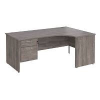 Dams International Maestro 25 Right Hand Ergonomic Desk Oak Wood Grey Oak 2 Drawers 1,800 x 1,200 x 725 mm