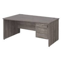 Dams International Maestro 25 Height Adjustable Wave Desk Wood Grey Oak 1,600 x 725 mm x 800 - 990 mm