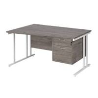 Dams International Wave Desk MC14WLP2WHGO 1,400 x 725 x 800 - 990 mm