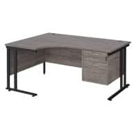 Dams International Left Hand Ergonomic Desk MC16ELP2KGO 1,600 x 1,200 x 725 mm