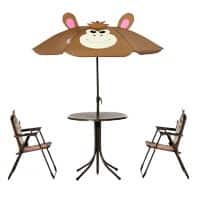 OutSunny Kids Table And Chairs Set Brown 312-069BN 49.5 (W) x 49.5 (D) x 50 (H) mm