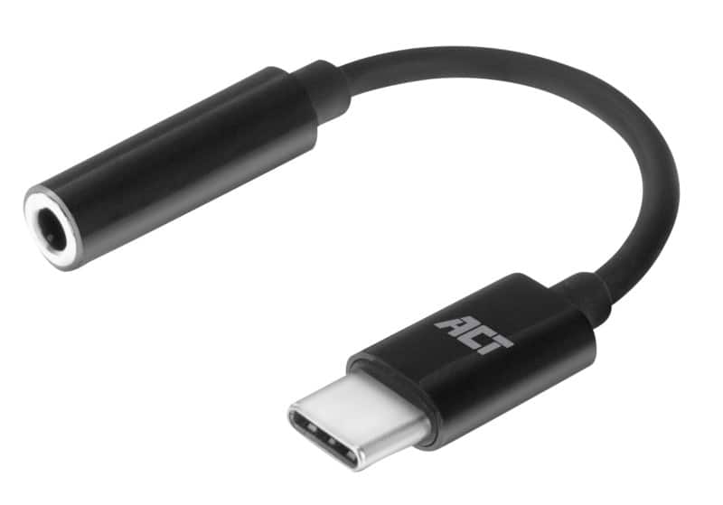 ACT USB-C Male Adapter Cable 3.5 mm Female AC7380 Black 110 mm