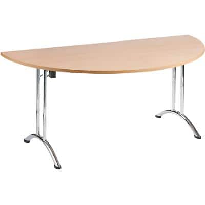 Nautilus Designs Folding Table Semicircle Beech Chrome 1,600 x 800 x 725 mm