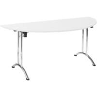 Nautilus Designs Folding Table Semicircle White Chrome 1,600 x 800 x 725 mm