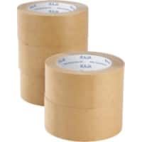 RAJA Packaging Tape Brown 50 mm (W)50 m (L) Paper Pack of 6