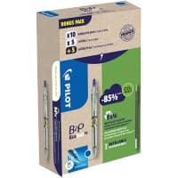 Pilot B2P Ecoball Ballpoint Pen Blue Medium 0.4 mm Pack of 10 Pens and 10 Refills