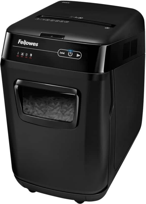 Fellowes Auto Feed AutoMax Shredder 200 Sheets Cross Cut Security Level P-4, O-3, T-4 32 L AutoMax 200C