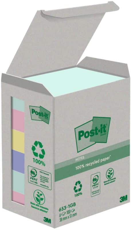 Post-it Sticky Notes Assorted Colours 38 x 51 mm 100 Sheets Pack of 6