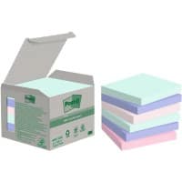 Post-it Recycled Sticky Notes Assorted Pastel 76 x 76 mm 100 Sheets Pack of 6