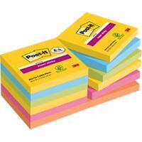 Post-it Super Sticky Notes Carnival Colour Collection 76 mm x 76 mm 90 Sheets Value Pack 8 + 4 Free