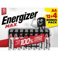 Energizer Alkaline Batteries Max AA LR6 2550 mAh 1.5V Pack of 16