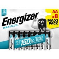 Energizer Alkaline Batteries Max Plus AA LR6 2550 mAh 1.5V Pack of 8