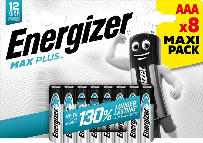 Energizer Akaline Batteries Max Plus AAA LR03 1200 mAh 1.5 V Pack of 8