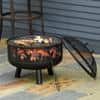 Outsunny Outdoor Fire Pit 842-169 with Grill Cooking Grate W/ Cover Fire Poker Yard Bonfire Patio Black