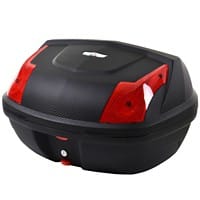 HOMCOM 48L Plastic Motorcycle Trunk w/ Reflector Black, Red