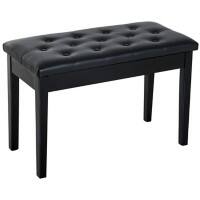 HOMCOM 1 Seat Storage Piano Bench 4 Legs Rubberwood, Composite Board, PU (Polyurethane) Black