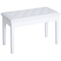 HOMCOM 1 Seat Storage Piano Bench 4 Legs Rubberwood, Composite Board, PU (Polyurethane) White