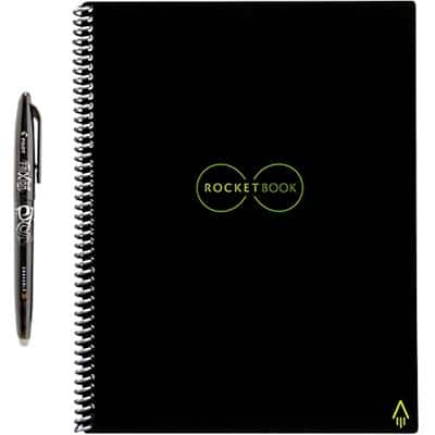 Rocketbook Notebook A4 Dotted HDPE (High Density Polyethylene) Soft Cover Black 32 Pages