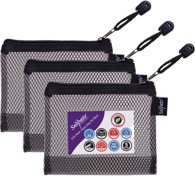 Snopake Zip Lock Bag 15878 Zip EVA (Ethylene-Vinyl Acetate) 18 (W)3 (D)12 (H) cm Black Pack of 3