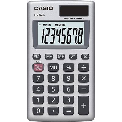 Casio Pocket Calculator HS-8VA 8 Digit Display Silver