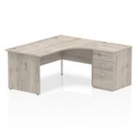 dynamic Impulse Right Hand Desk Rectangular Grey Oak 3 Drawers 1 Pedestal 1,600 (W) x 1,630 (D) x 730 (H) mm MFC (Melamine Faced Chipboard)