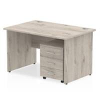 dynamic Impulse Office Desk Rectangular Grey Oak 3 Drawers 1 Pedestal 1,200 (W) x 800 (D) x 730 (H) mm MFC (Melamine Faced Chipboard)