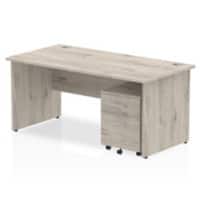 dynamic Impulse Office Desk Rectangular Grey Oak 2 Drawers 1 Pedestal 1,600 (W) x 800 (D) x 730 (H) mm MFC (Melamine Faced Chipboard)