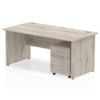 dynamic Impulse Office Desk Rectangular Grey Oak 3 Drawers 1 Pedestal 1,600 (W) x 800 (D) x 730 (H) mm MFC (Melamine Faced Chipboard)